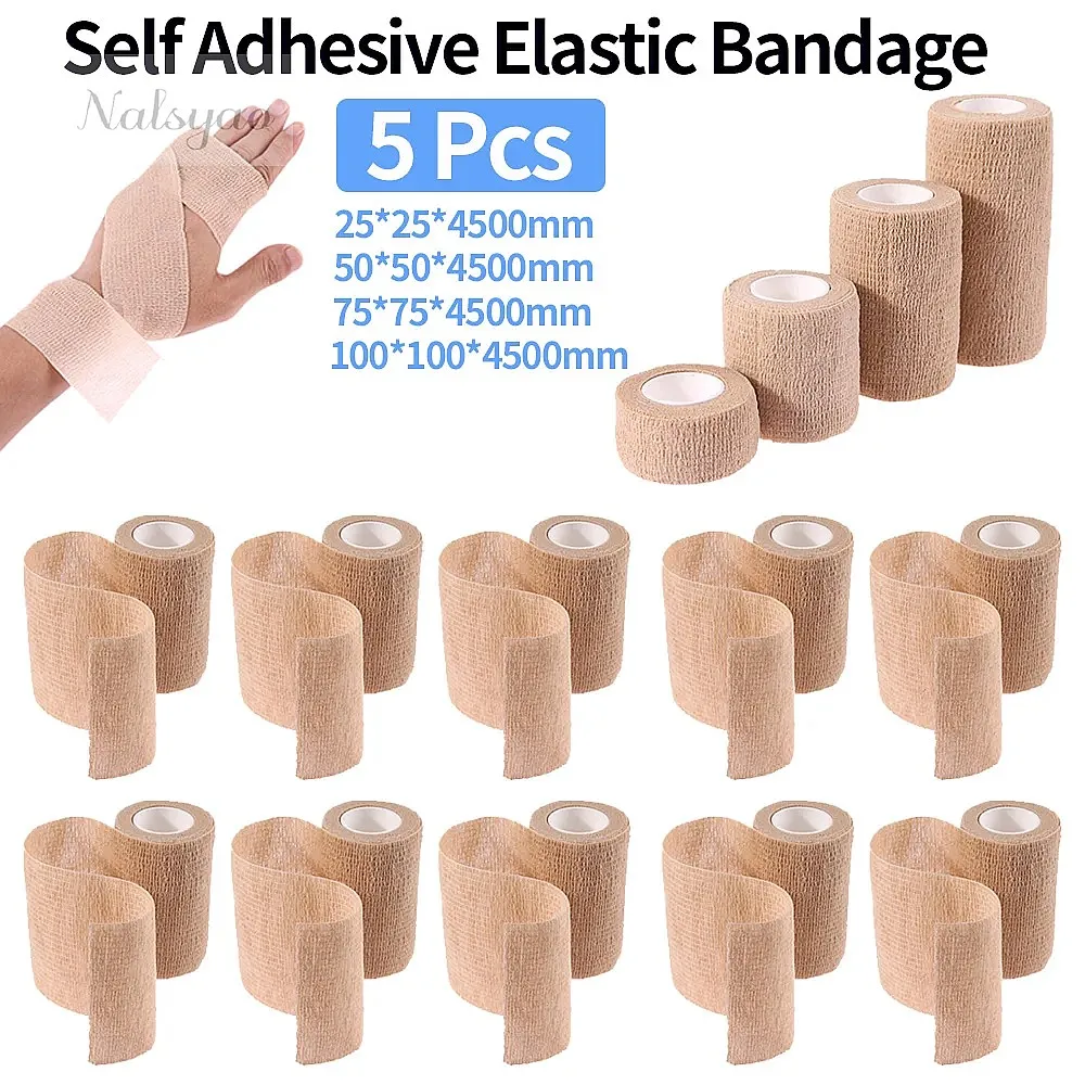 Medical Tape - 5 Adet 2.5/5/7.5/10cm Kendinden Yapışkanlı Elastik