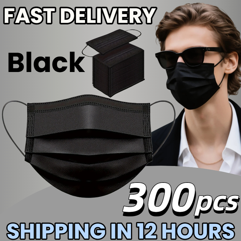 Surgical Mask - Hızlı Teslimat! 300 Adet Kalınlaştırılmış Siyah