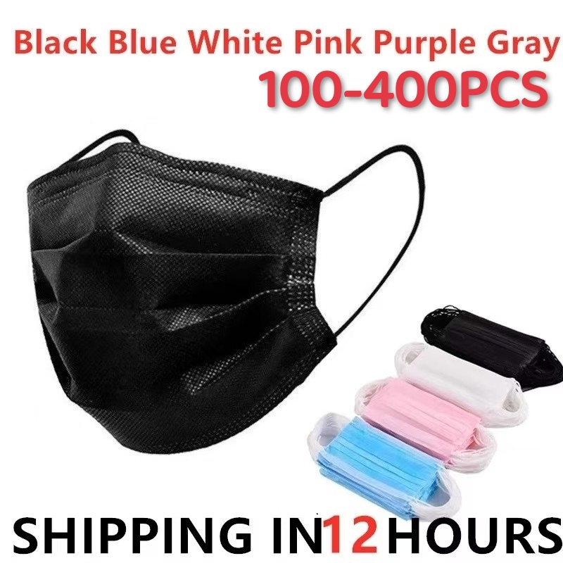 Surgical Mask - 100-400 adet Siyah Maske Tek Kullanımlık